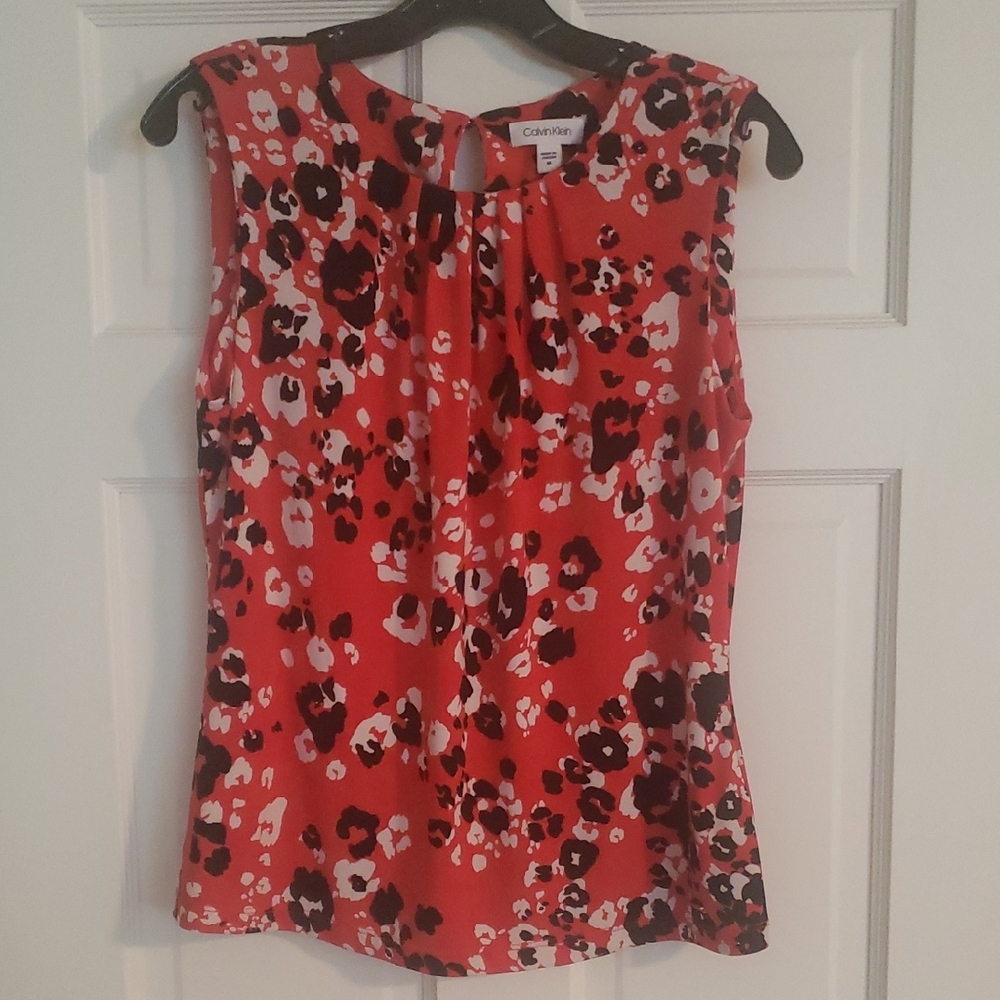 Calvin Klein Red Patterned Blouse